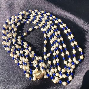 Pearl Lapis 14K Gold Necklace